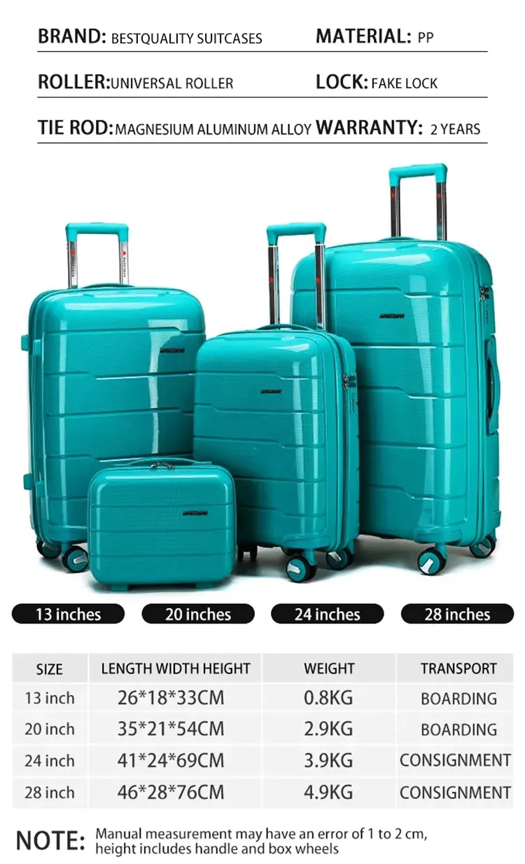 Set of 4 Waterproof Lightweight Travel Luggage-sizes